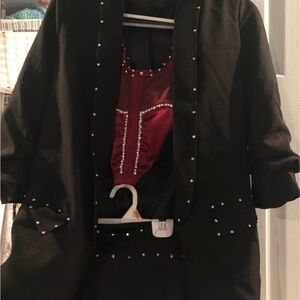 Elegant Black Studded Women's Blazer